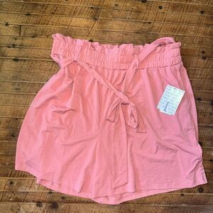Lularoe Ella pink paper bag belted flowy knit L shorts